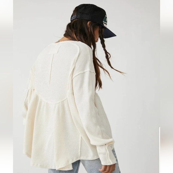 NEW! FREE PEOPLE BABYDOLL TOP - CREAM sz small NWT 12.12 - Picture 3 of 6